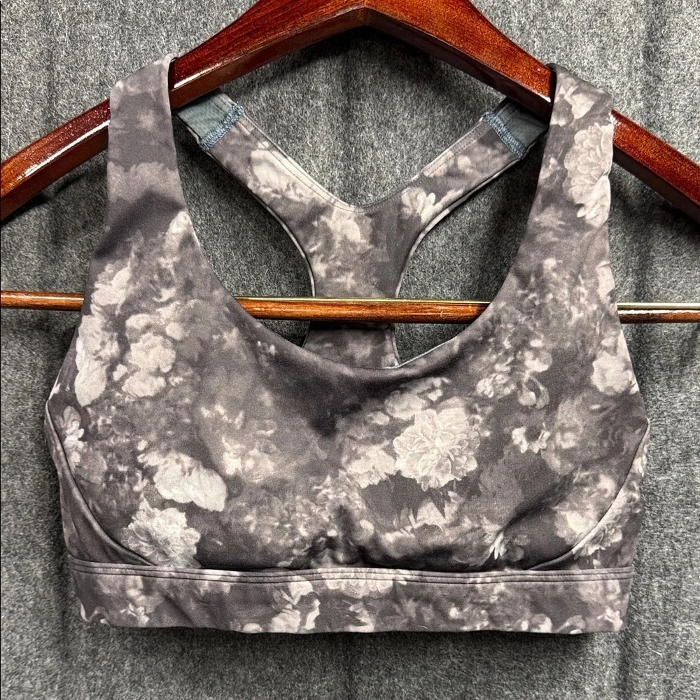 Athleta Floral Charcoal Sports Bra